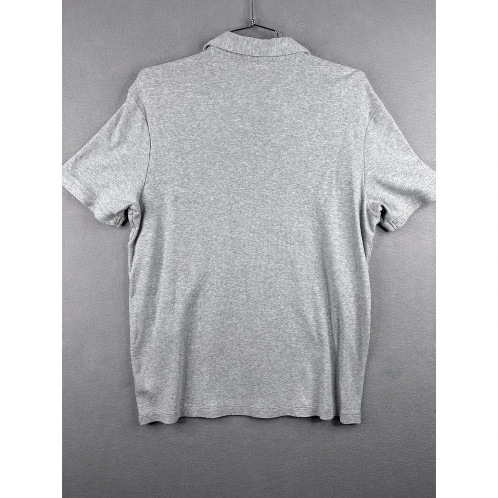 Tahari Mens XL Short Sleeve Polo Shirt Heather Gray Cotton Pocket Jersey Knit